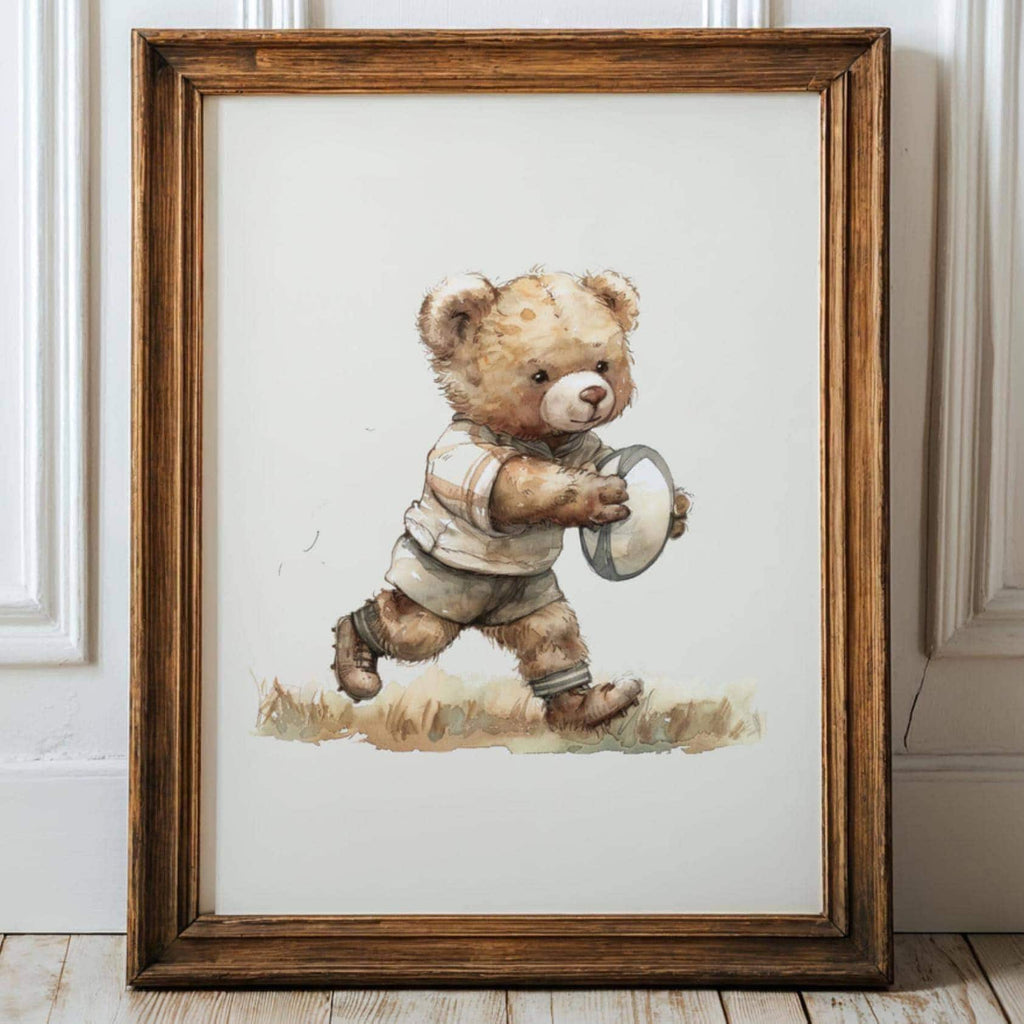 Sports Vintage Teddy Bear Rugby Print | 1232