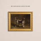 Vintage sporting dog art print in a Buckingham gold frame