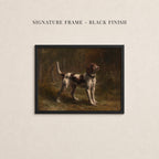 Vintage sporting dog art print in a black frame