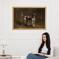 Vintage sporting dog art print in a Buckingham gold frame on a white panelled wall